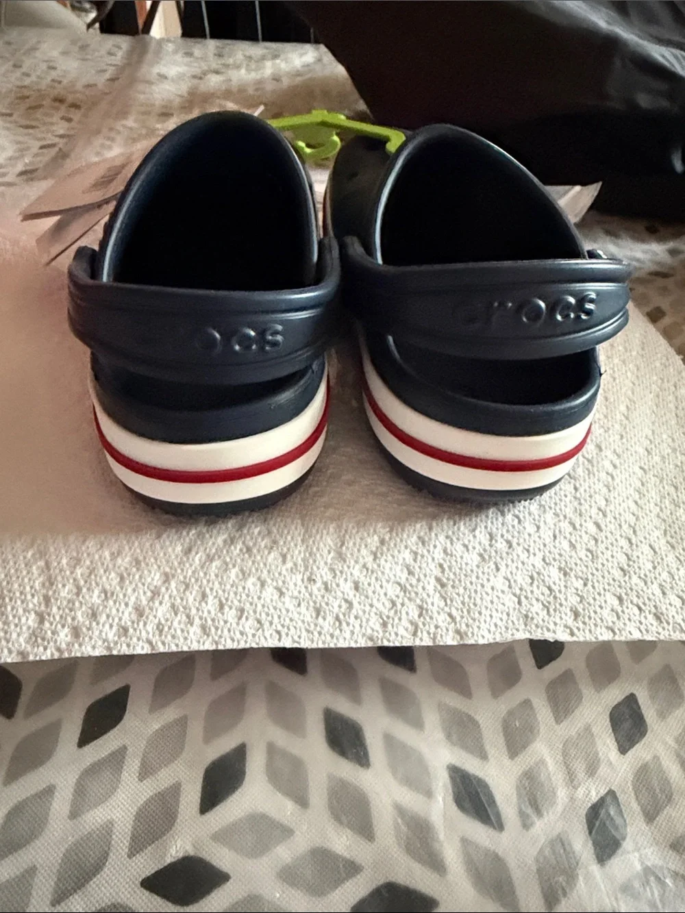 CROCS Kids Navy Clog with Red & White Midsole Stripe